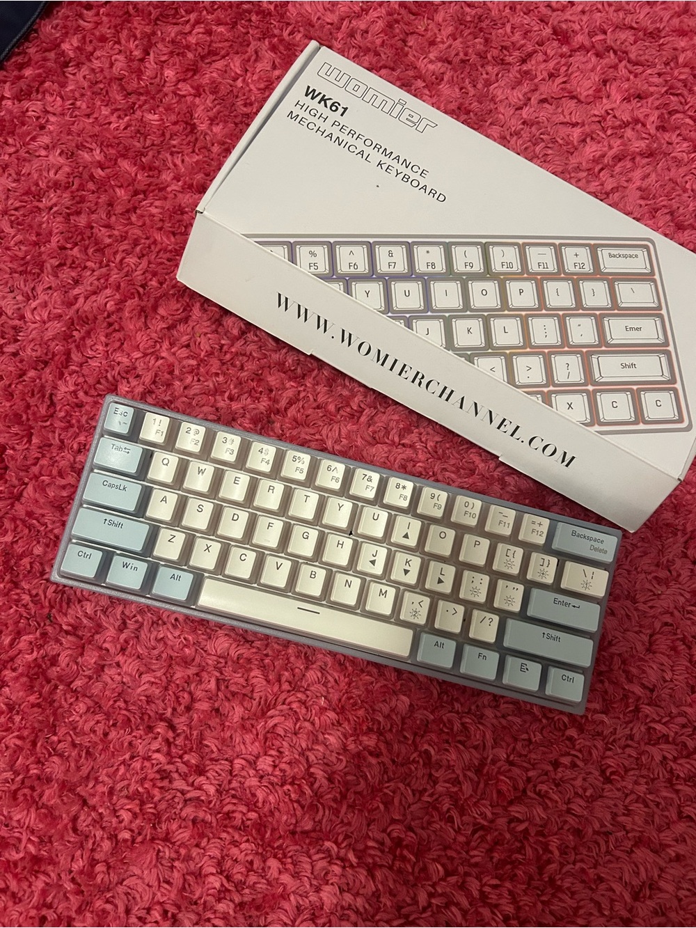 WK61 Compact Mechanical Keyboard 60% white & blue